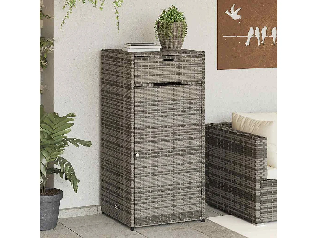 Armadietto Portaoggetti Giardino Grigio 55x55x111cm Polyrattan
