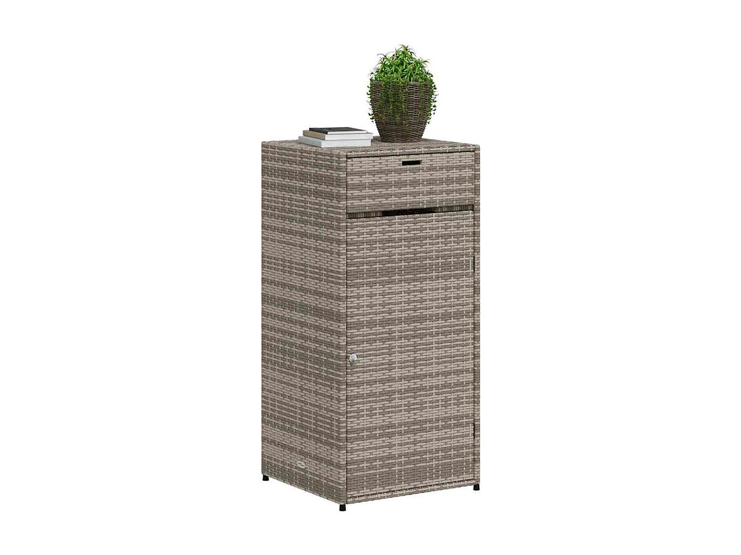 Armadietto Portaoggetti Giardino Grigio 55x55x111cm Polyrattan