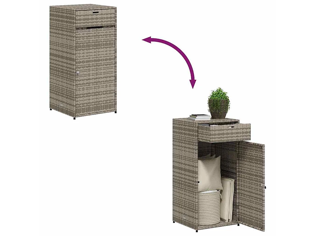 Armoire de rangement de jardin gris 55x55x111 cm résine tressée