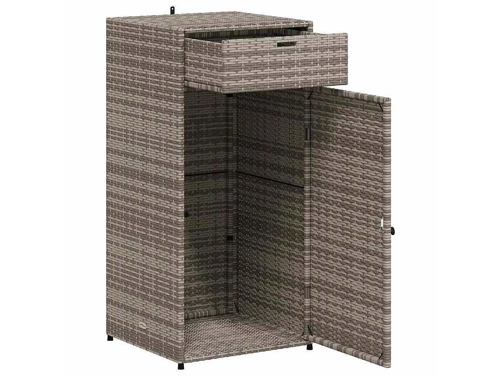 Armoire de rangement de jardin gris 55x55x111 cm résine tressée