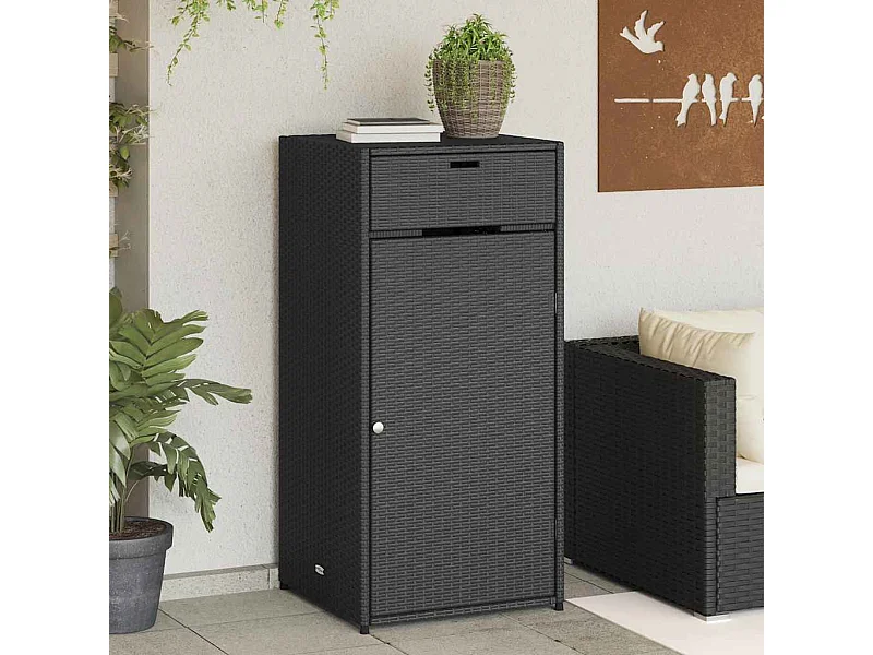 Gartenschrank Schwarz 55x55x111 cm Poly Rattan