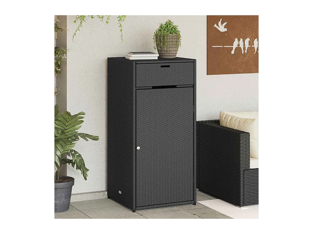 Armoire de rangement de jardin noir 55x55x111 cm résine tressée