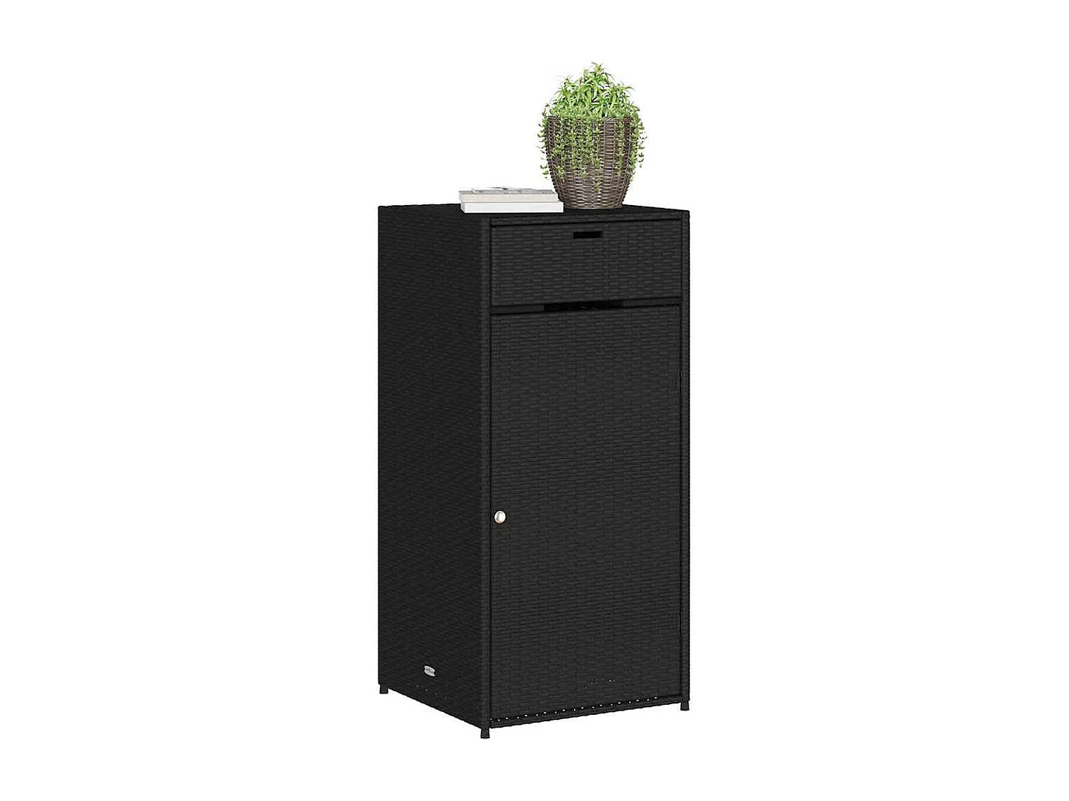 Armoire de rangement de jardin noir 55x55x111 cm résine tressée