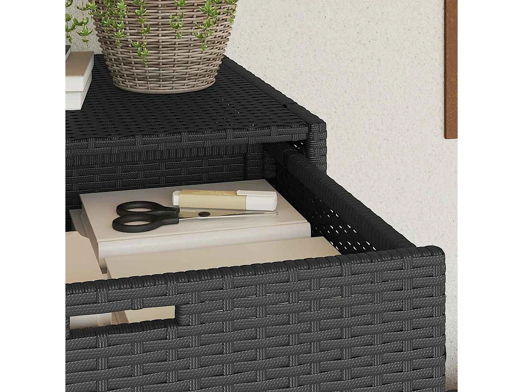 Armoire de rangement de jardin noir 55x55x111 cm résine tressée