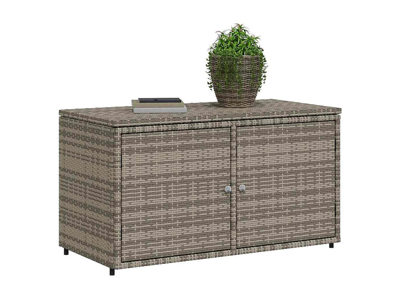 Tuinkast 110x55x60,5 cm poly rattan grijs