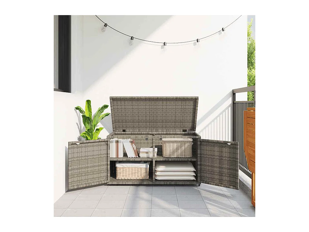 Armoire de rangement jardin gris 110x55x60,5 cm résine tressée
