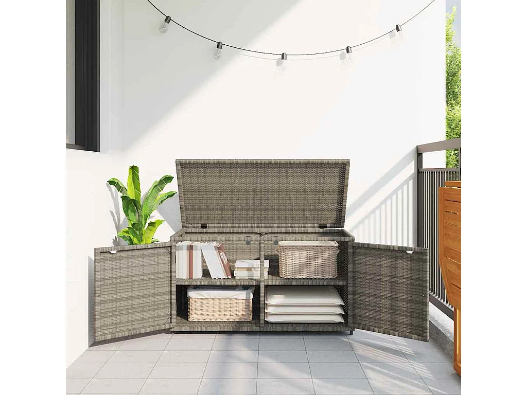 Armoire de rangement jardin gris 110x55x60,5 cm résine tressée