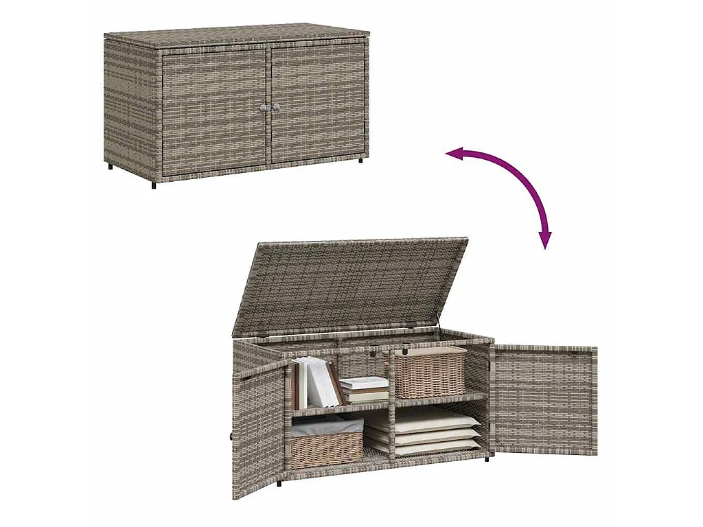 Armoire de rangement jardin gris 110x55x60,5 cm résine tressée