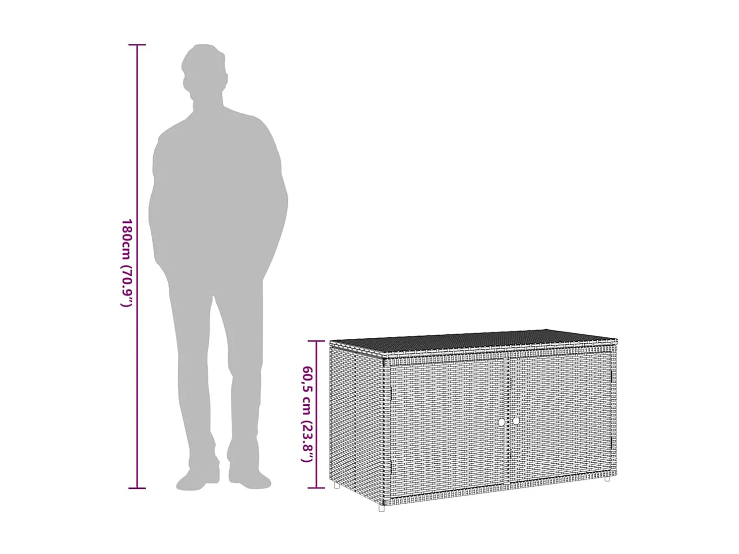 Gartenschrank Braun 110x55x60,5 cm Poly Rattan