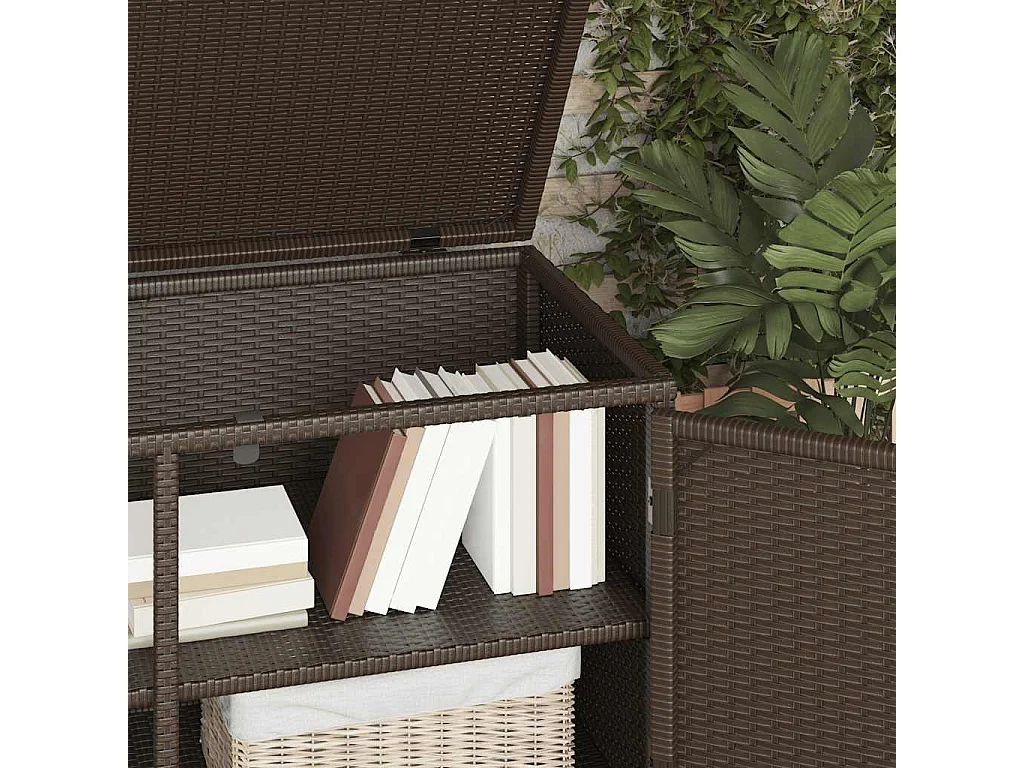 Gartenschrank Braun 110x55x60,5 cm Poly Rattan