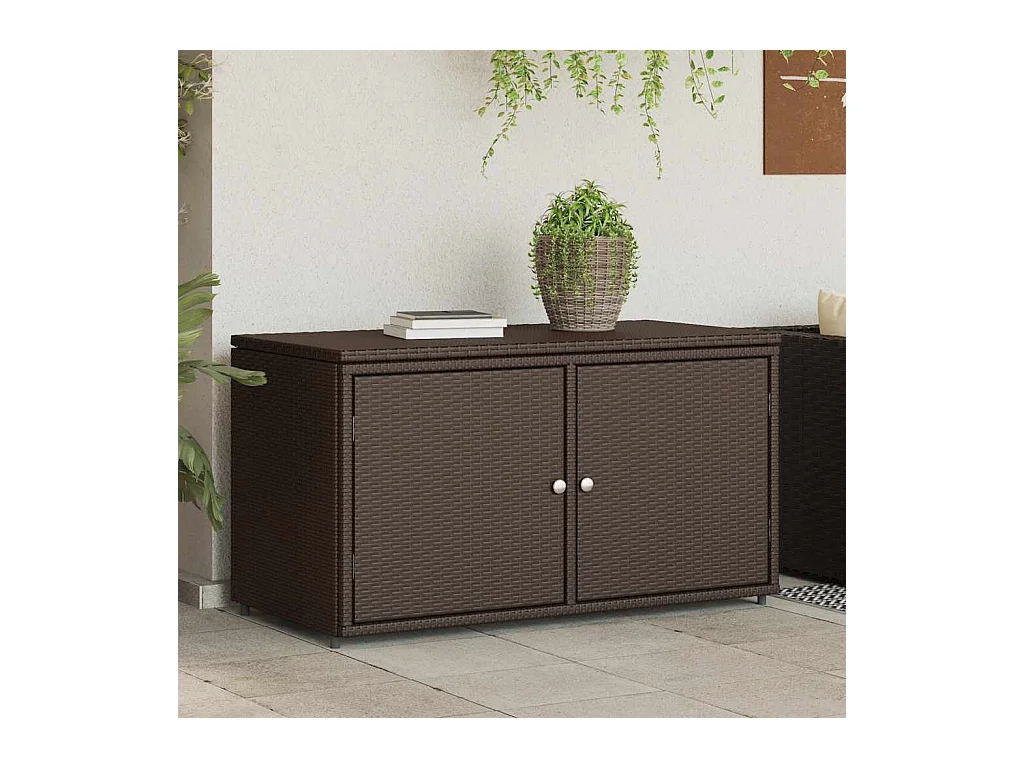 Armoire de rangement jardin marron 110x55x60,5cm résine tressée