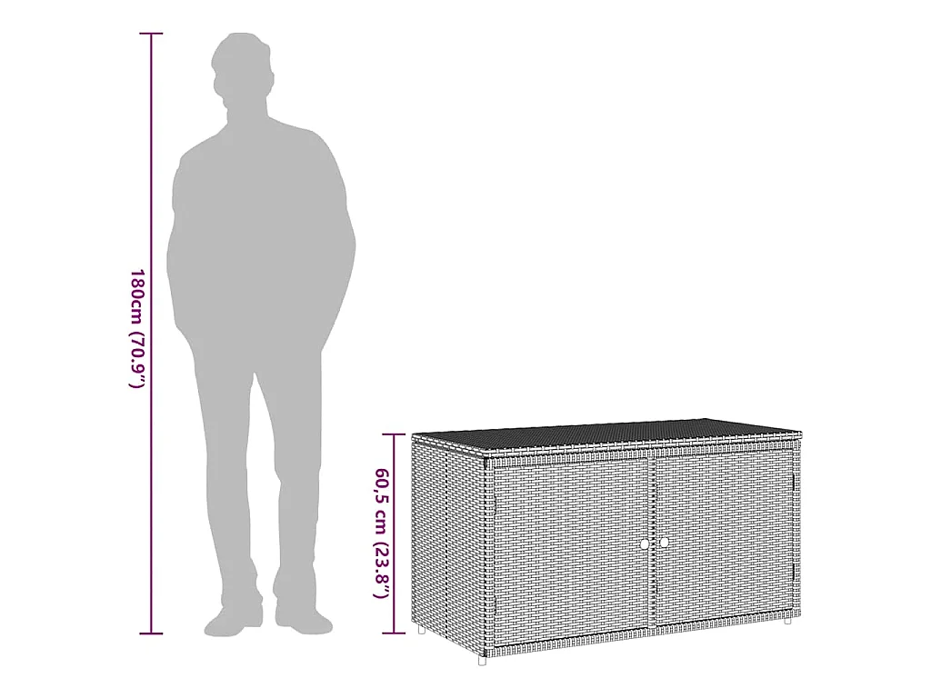 Armoire de rangement jardin marron 110x55x60,5cm résine tressée