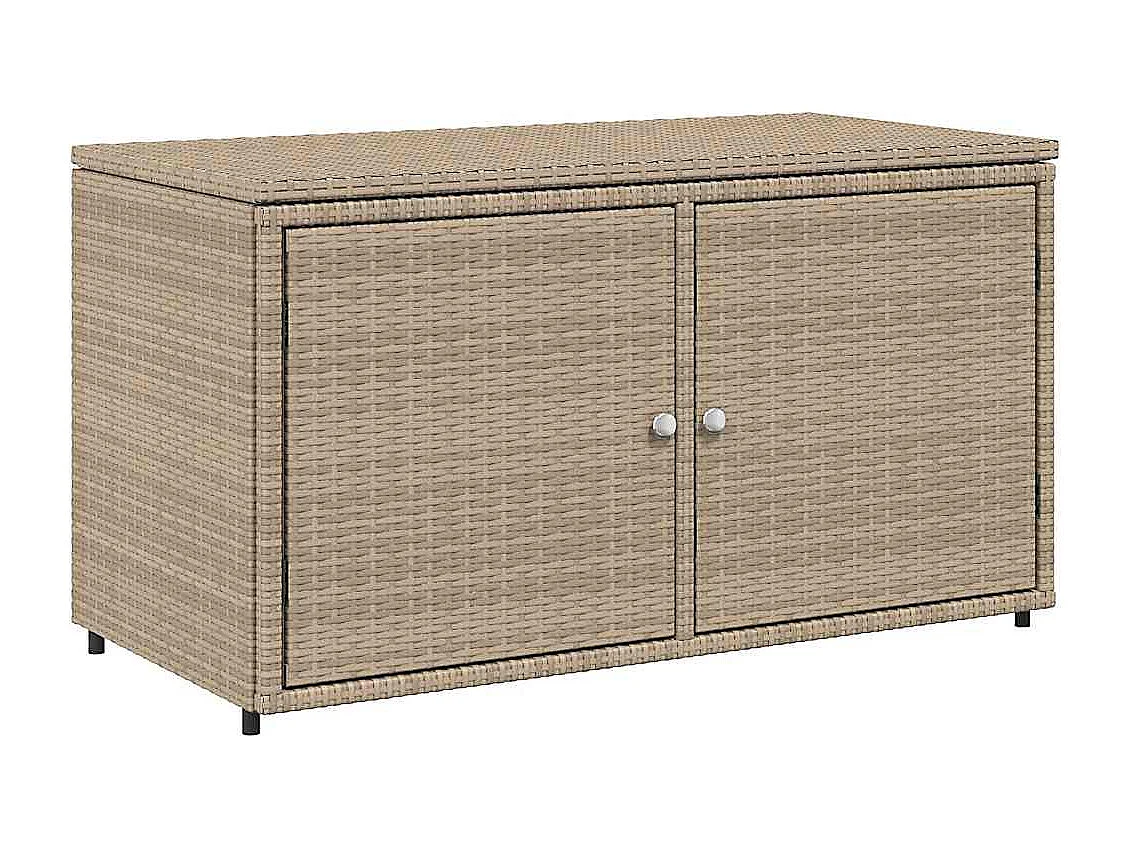 Armoire de rangement jardin beige 110x55x60,5 cm résine tressée
