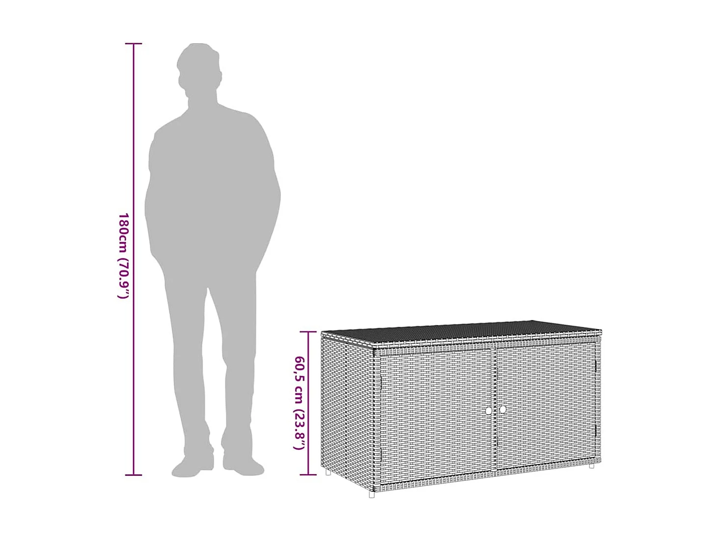 Armoire de rangement jardin beige 110x55x60,5 cm résine tressée