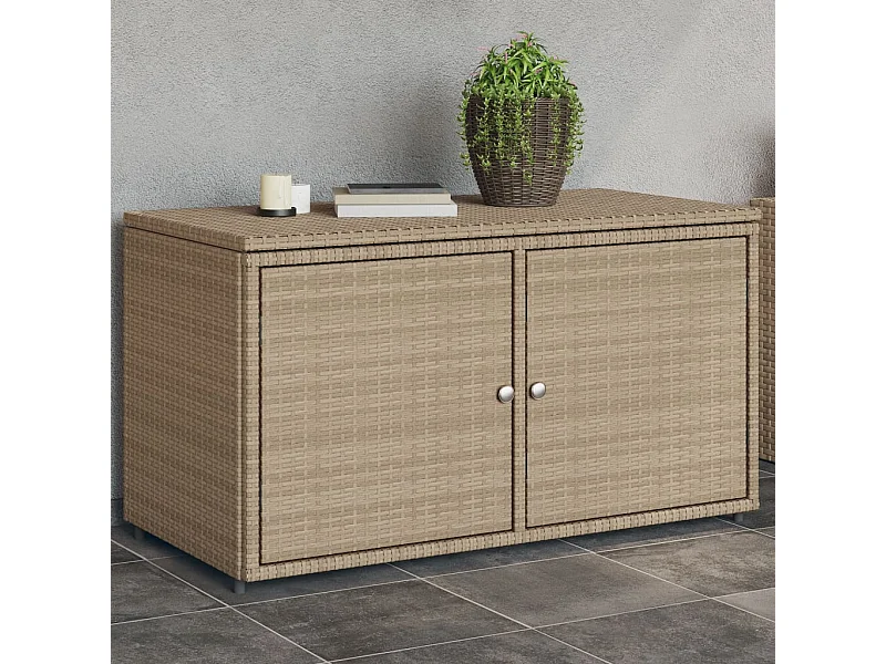 Gartenschrank Beige 110x55x60,5 cm Poly Rattan