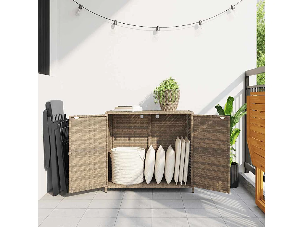 Armoire de rangement de jardin beige 83x45x76 cm résine tressée