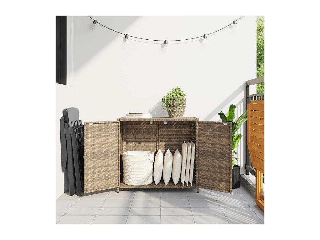 Armoire de rangement de jardin beige 83x45x76 cm résine tressée