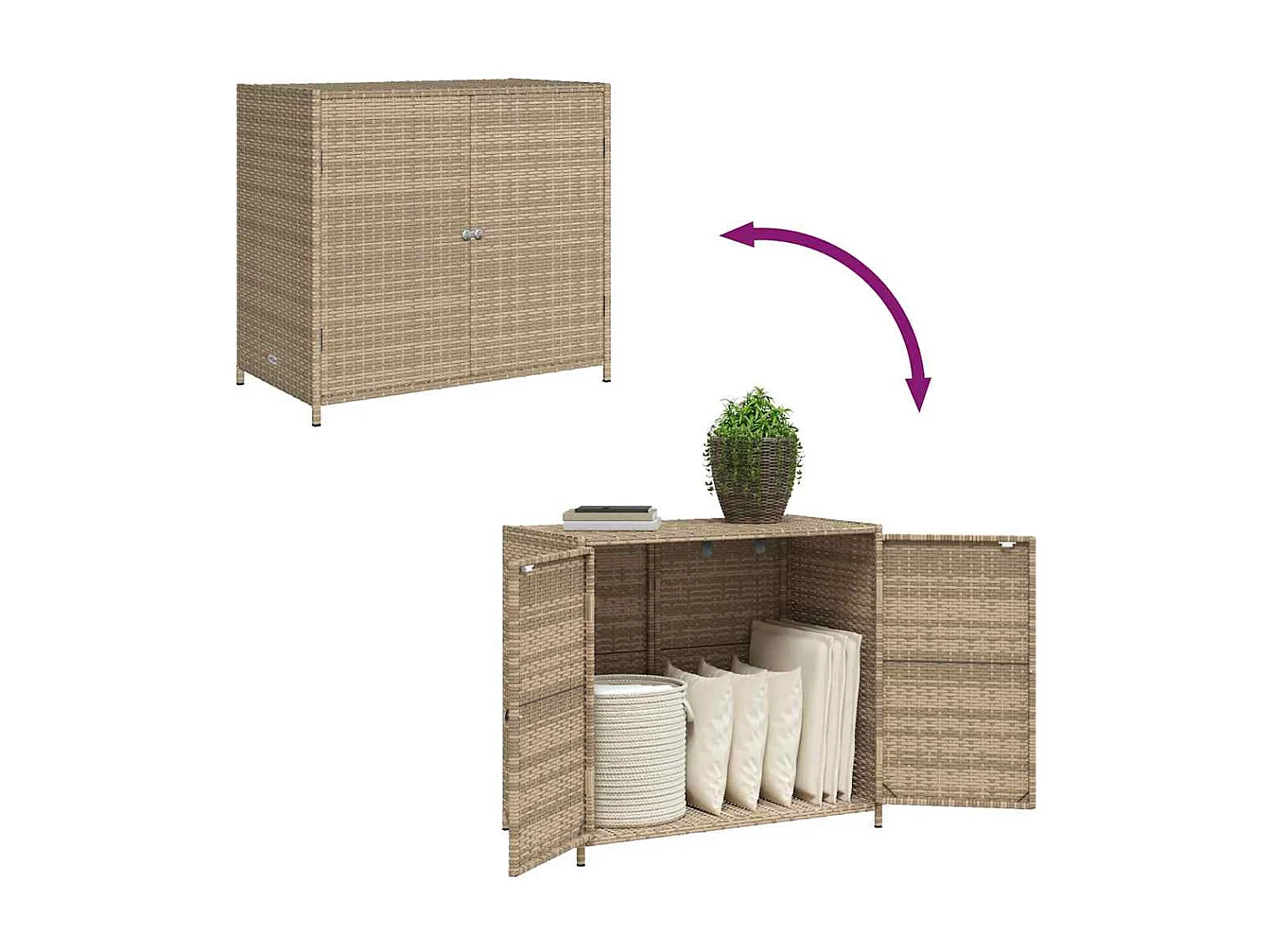 Gartenschrank Beige 83x45x76 cm Poly Rattan