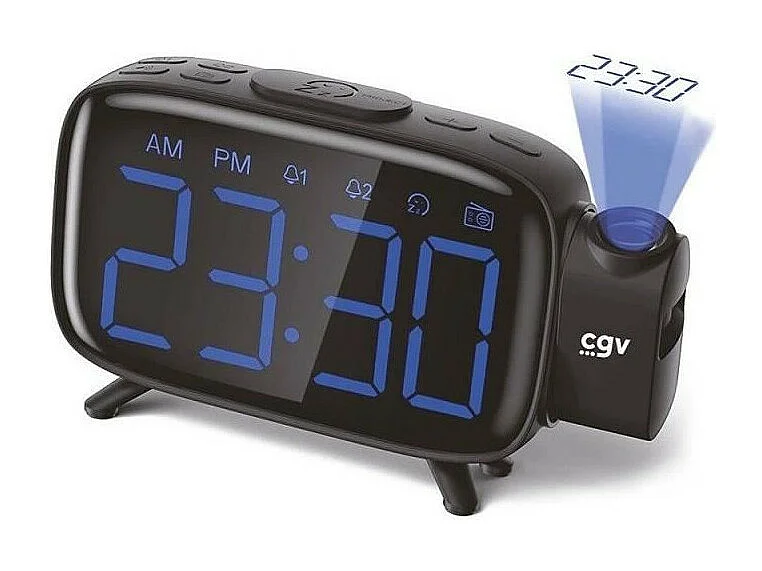 Radio réveil avec projection de l'heure - CGV - CR-P10 - Double alarme - Gros boutons - Utilisation facile