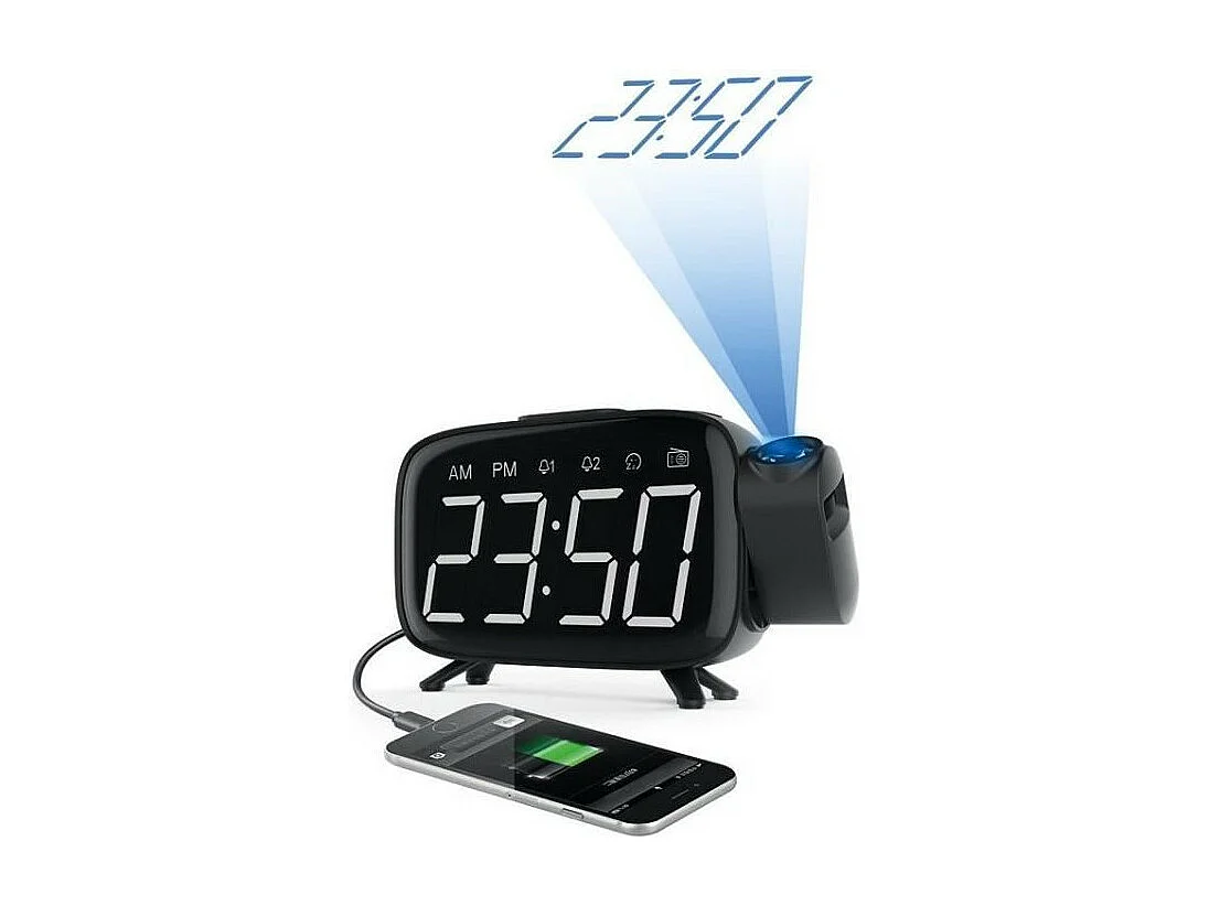 Radio réveil avec projection de l'heure - CGV - CR-P10 - Double alarme - Gros boutons - Utilisation facile