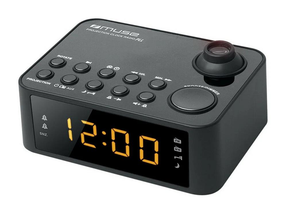 Muse Radio-réveil avec projecteur noir - m-178p