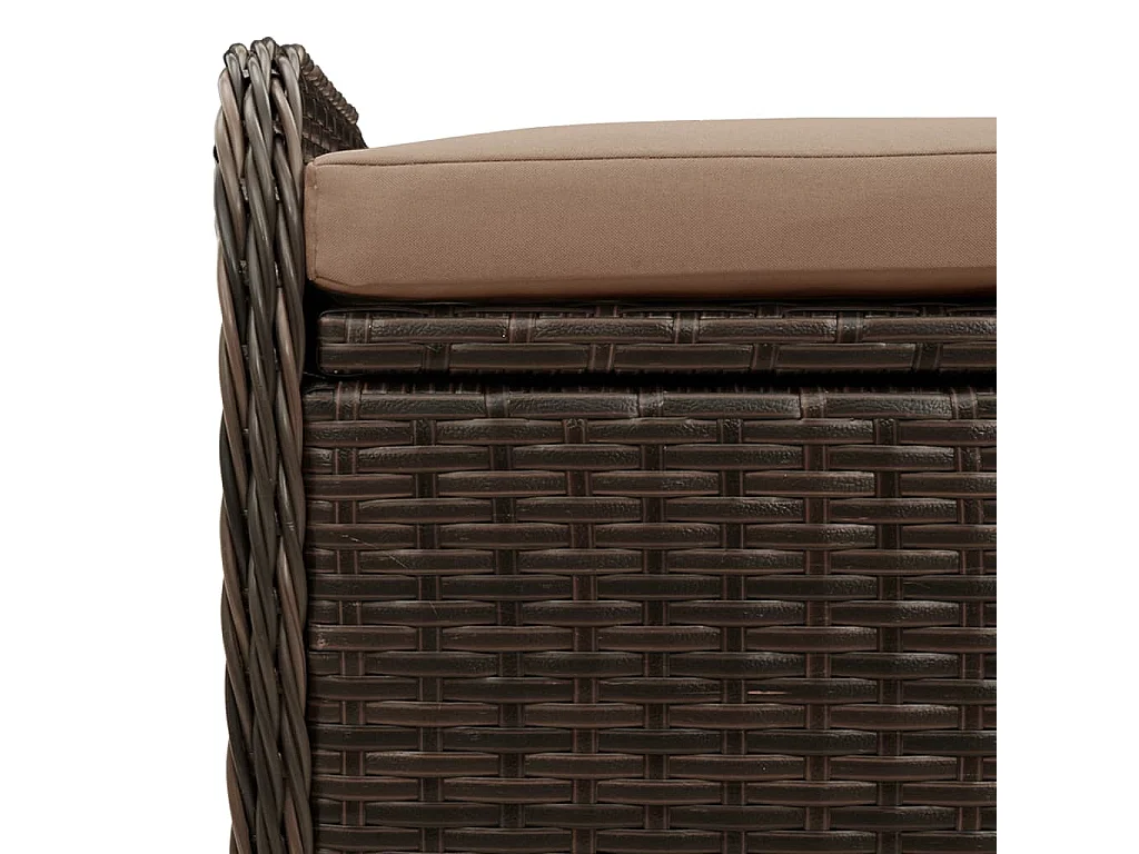 Sitzbank mit Stauraum & Kissen Braun 115x51x52 cm Poly Rattan