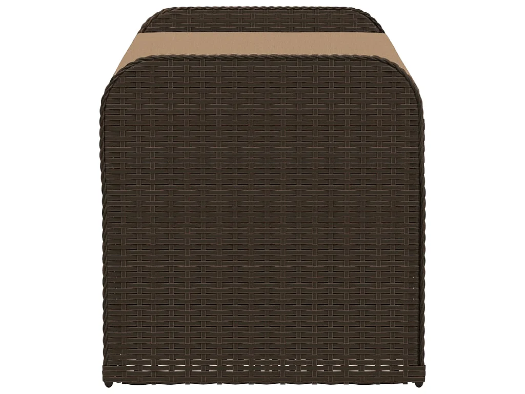 Banc de rangement et coussin marron 115x51x52 cm résine tressée