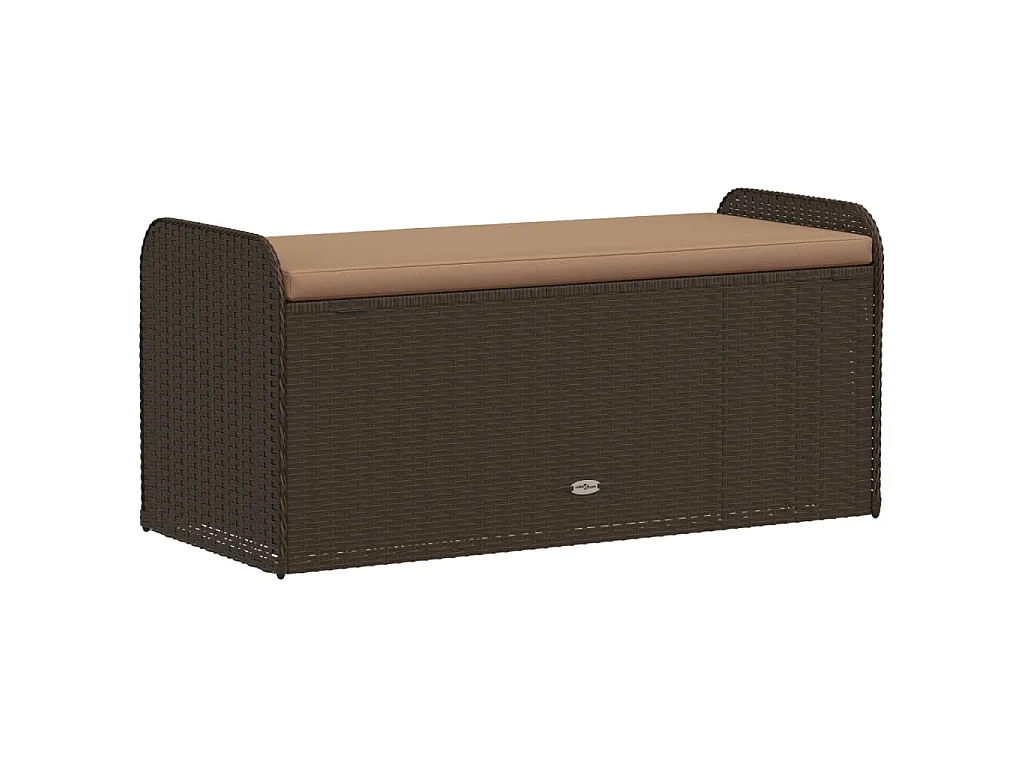 Banc de rangement et coussin marron 115x51x52 cm résine tressée