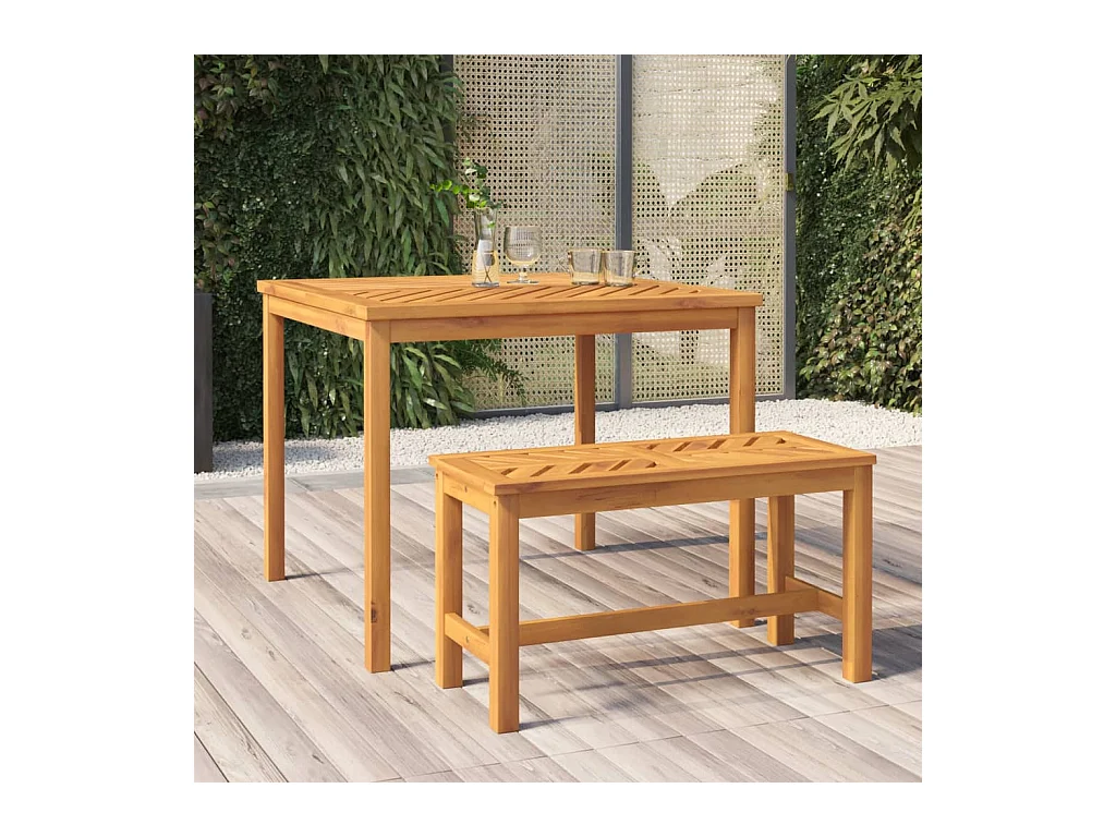 Gartenbank 80 cm Massivholz Akazie