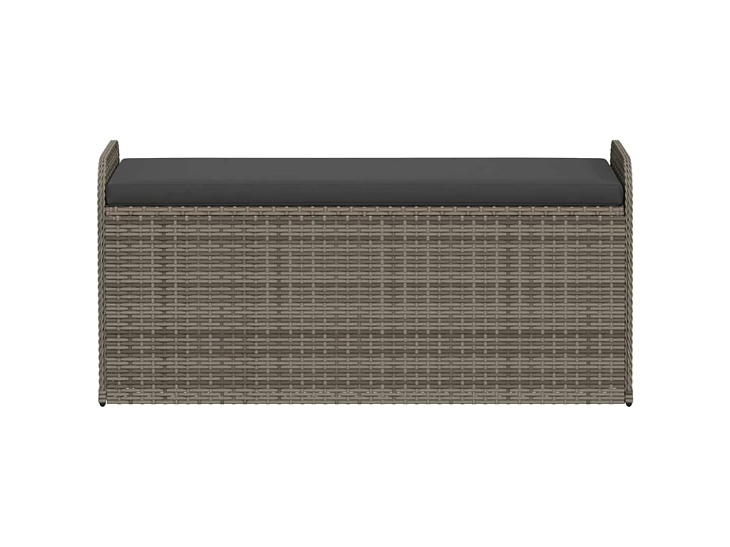 Sitzbank mit Stauraum & Kissen Grau 115x51x52 cm Poly Rattan