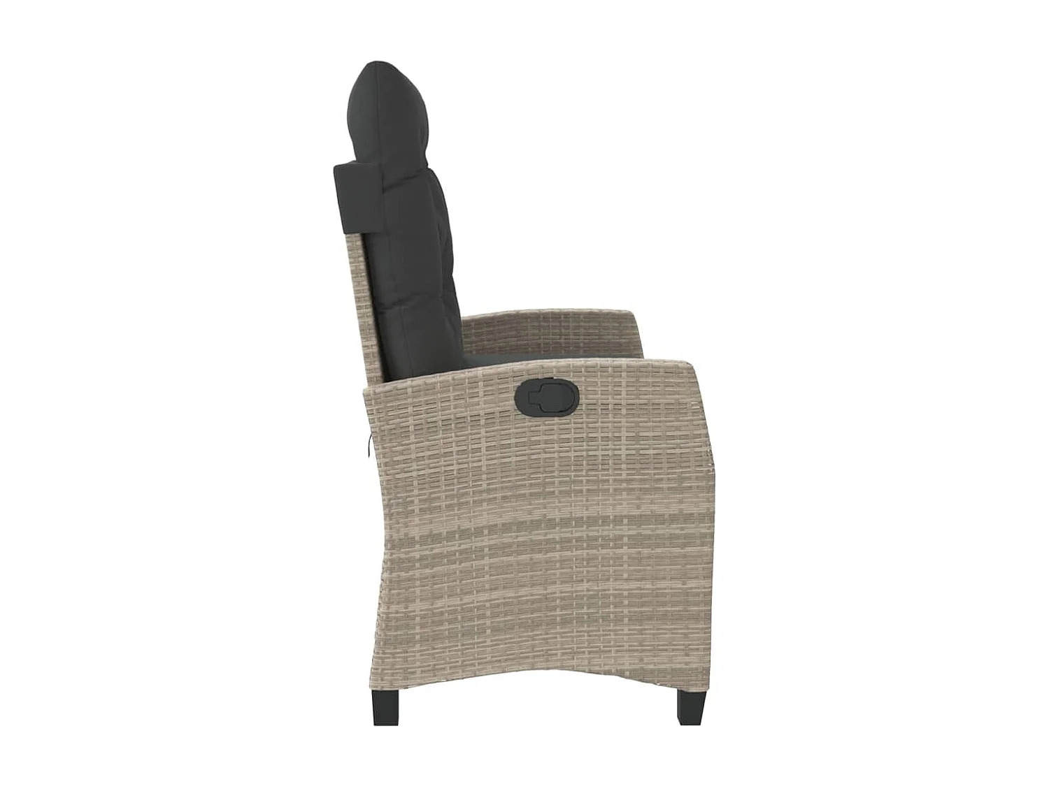 Banc inclinable de jardin et coussins gris clair résine tressée