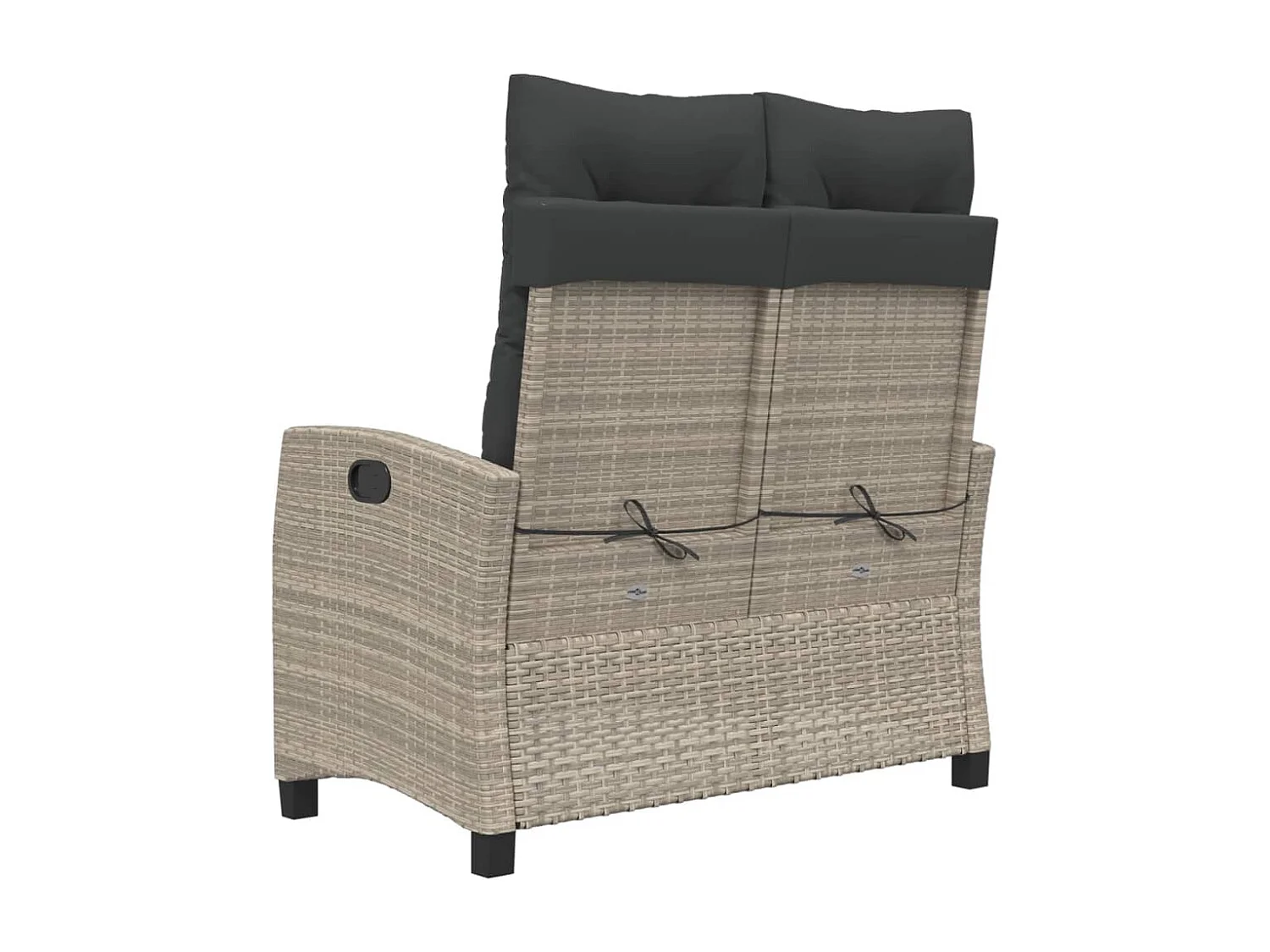 Banc inclinable de jardin et coussins gris clair résine tressée