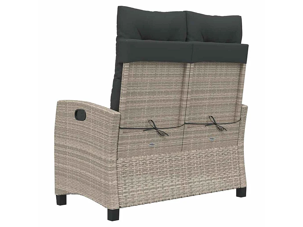 Panca Reclinabile Giardino con Cuscini Grigio Chiaro Polyrattan