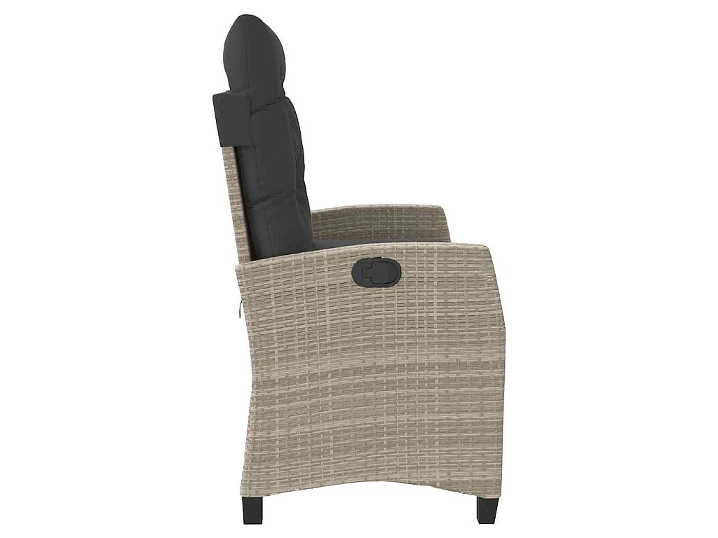 Panca Reclinabile Giardino con Cuscini Grigio Chiaro Polyrattan