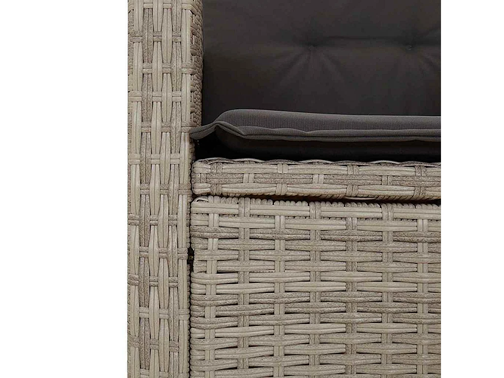 Panca Reclinabile Giardino con Cuscini Grigio Chiaro Polyrattan