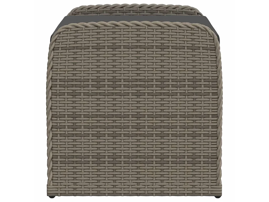 Banc de rangement avec coussin gris 80x51x52 cm résine tressée