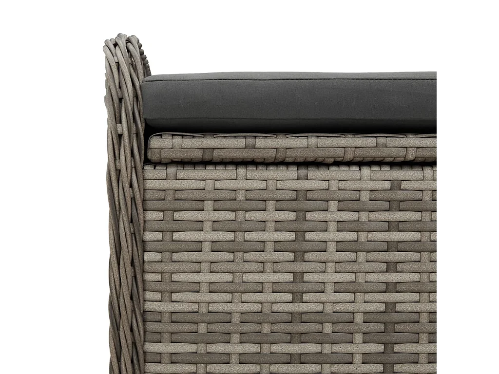 Banc de rangement avec coussin gris 80x51x52 cm résine tressée