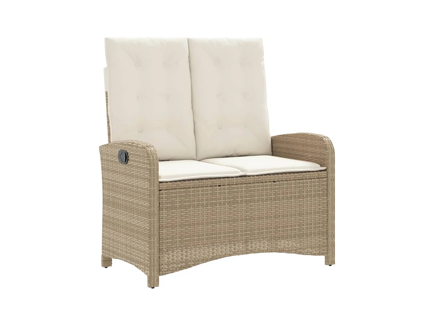 Gartenbank Verstellbar mit Kissen Beige Poly Rattan