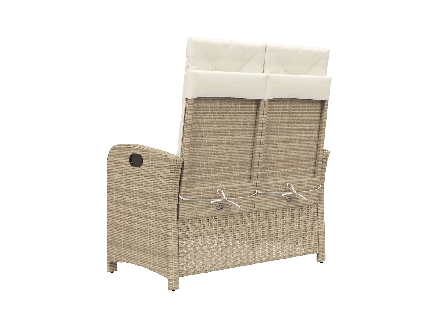 Gartenbank Verstellbar mit Kissen Beige Poly Rattan