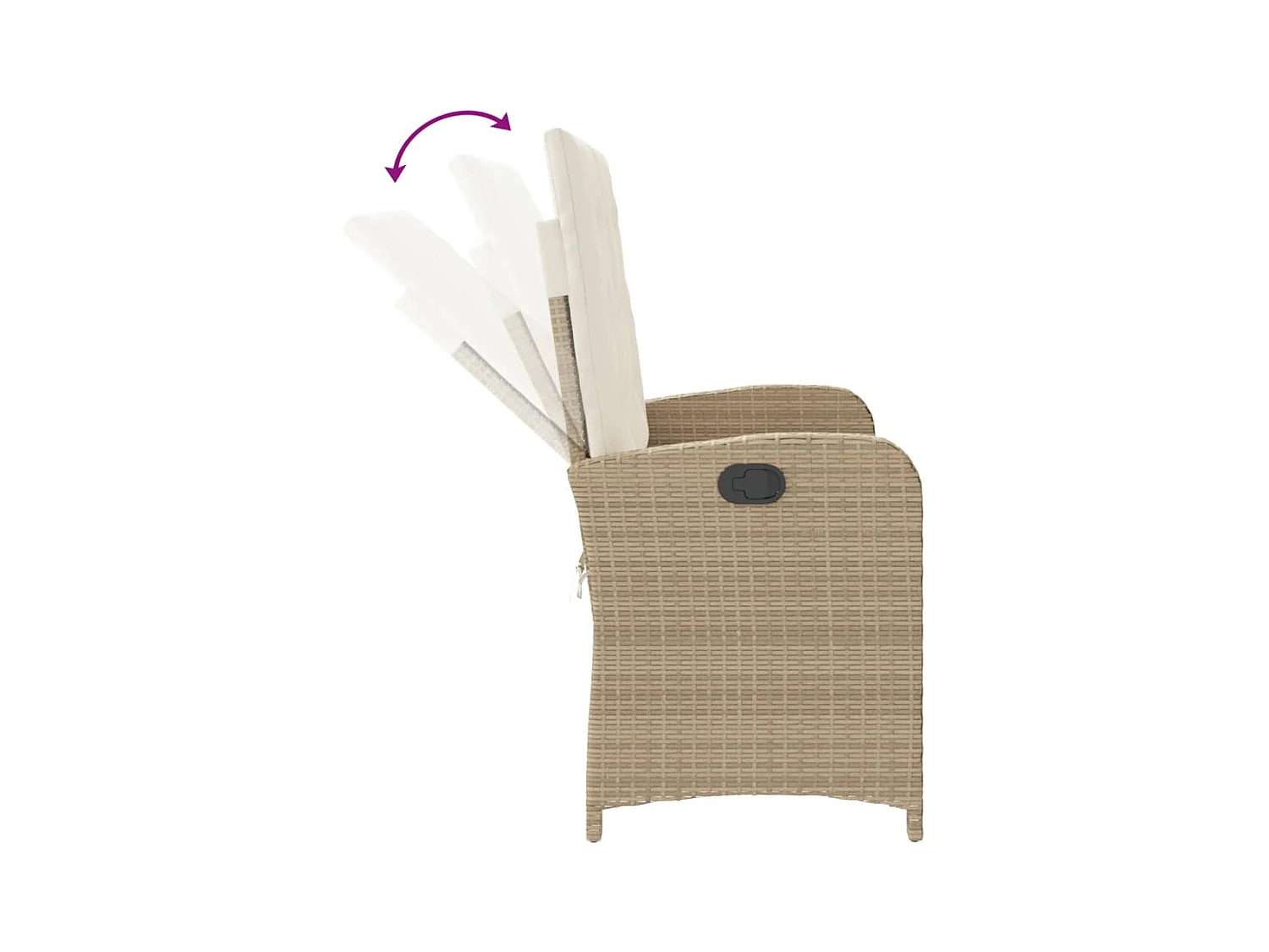 Gartenbank Verstellbar mit Kissen Beige Poly Rattan