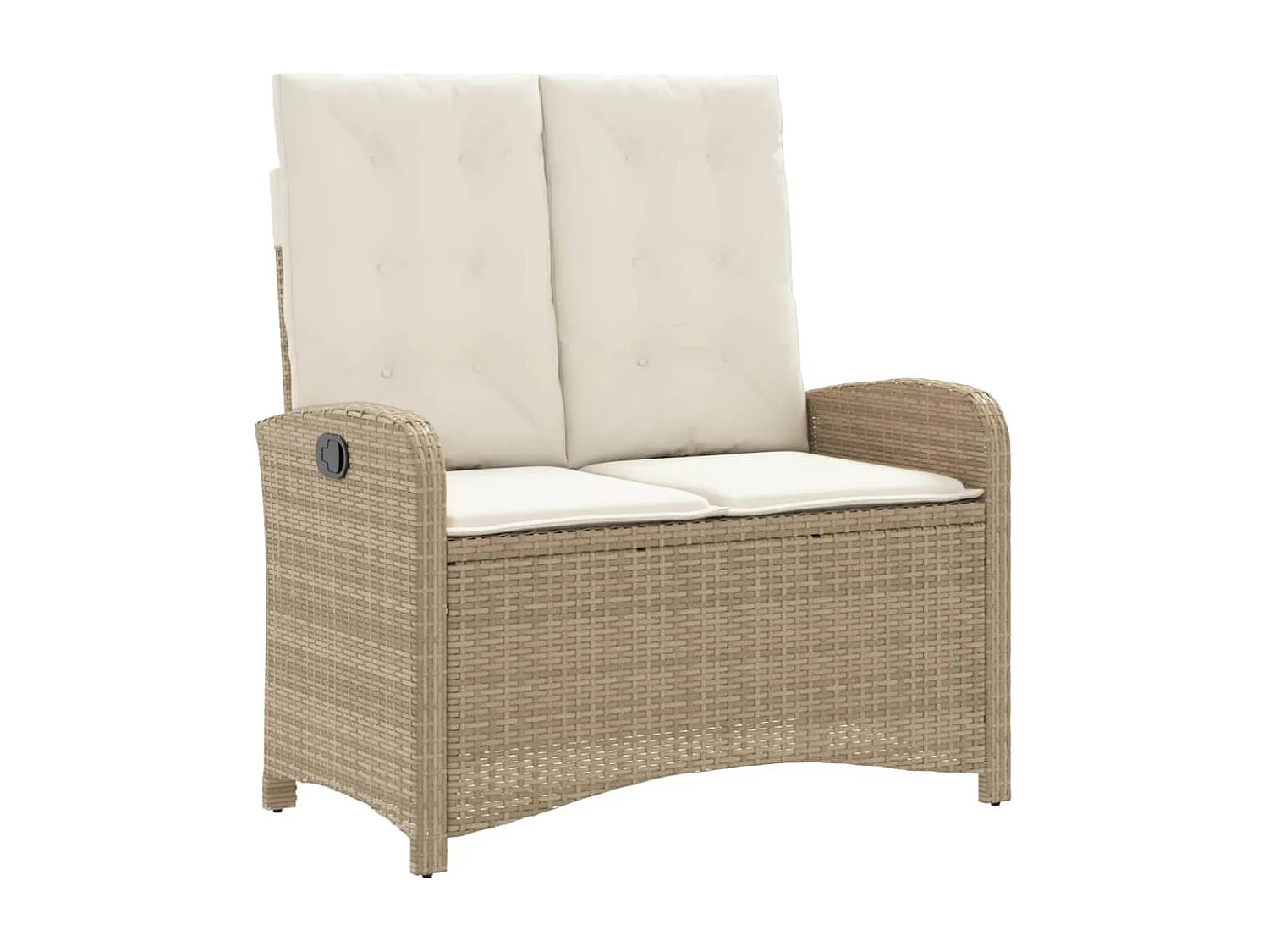 Gartenbank Verstellbar mit Kissen Beige Poly Rattan