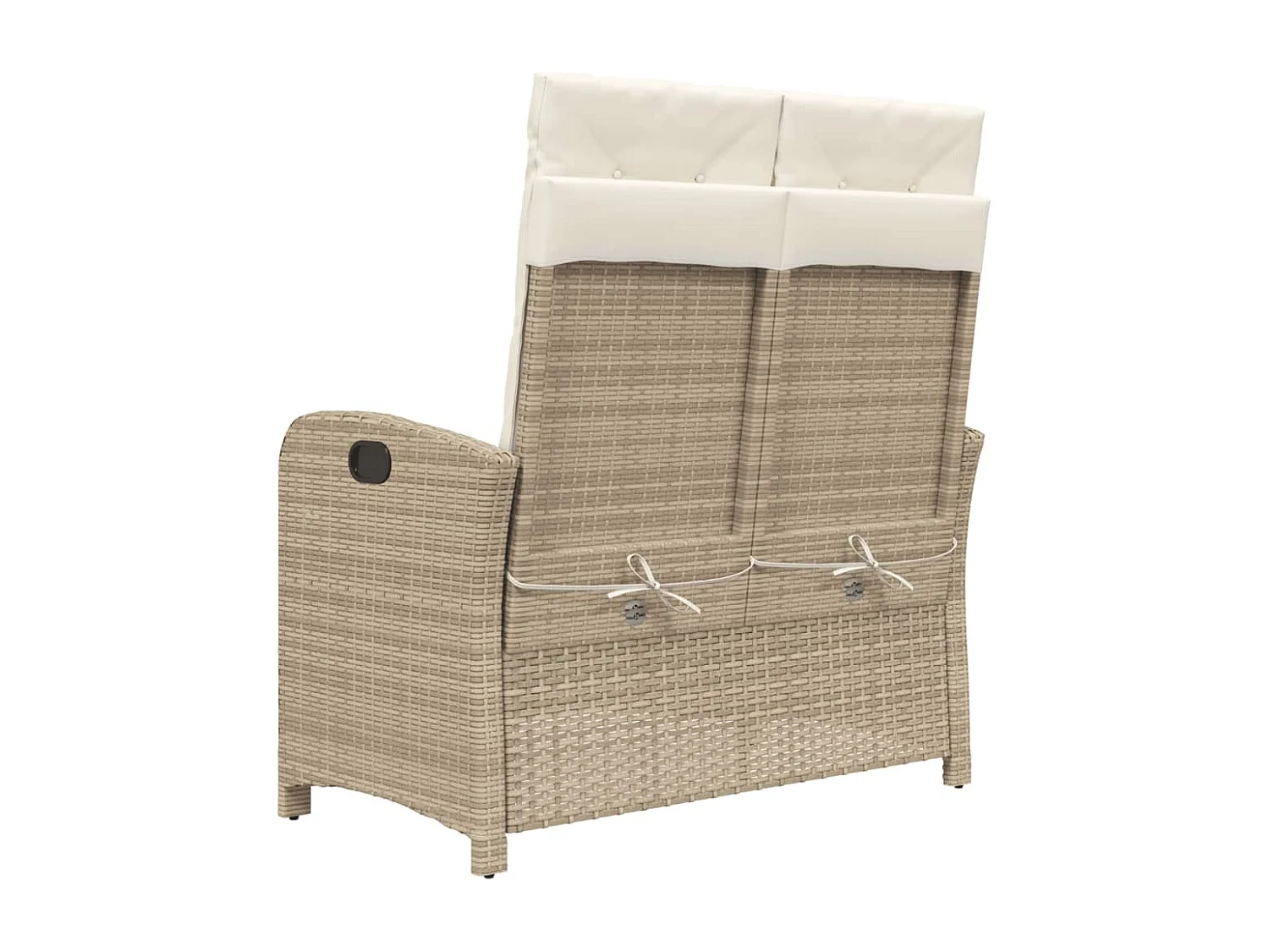 Gartenbank Verstellbar mit Kissen Beige Poly Rattan