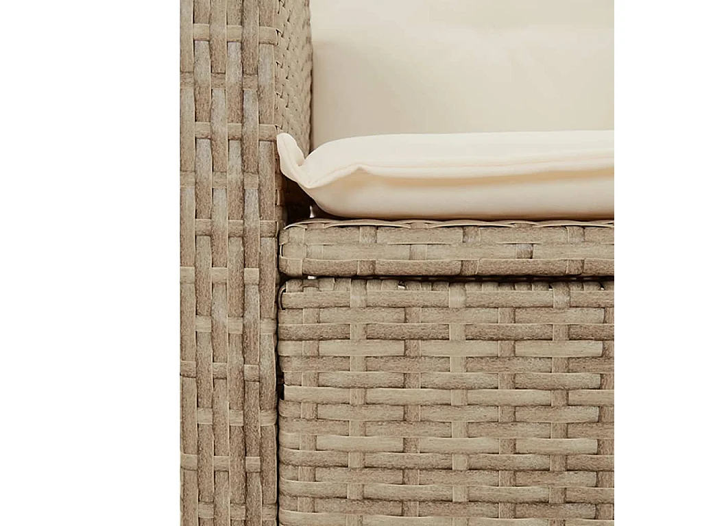 Gartenbank Verstellbar mit Kissen Beige Poly Rattan