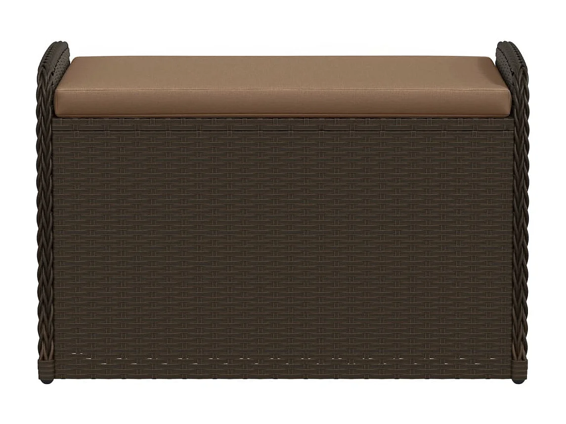 Opbergbankje met kussen 80x51x52 cm poly rattan bruin