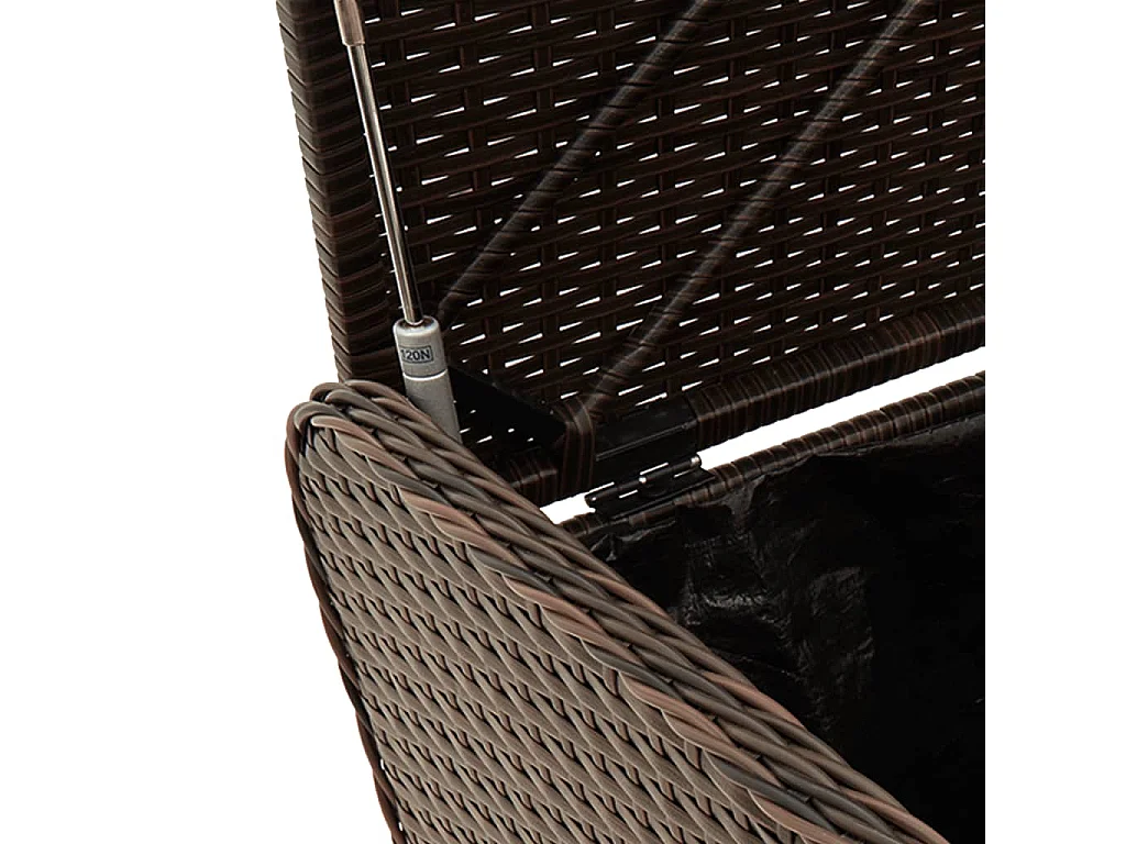 Opbergbankje met kussen 80x51x52 cm poly rattan bruin