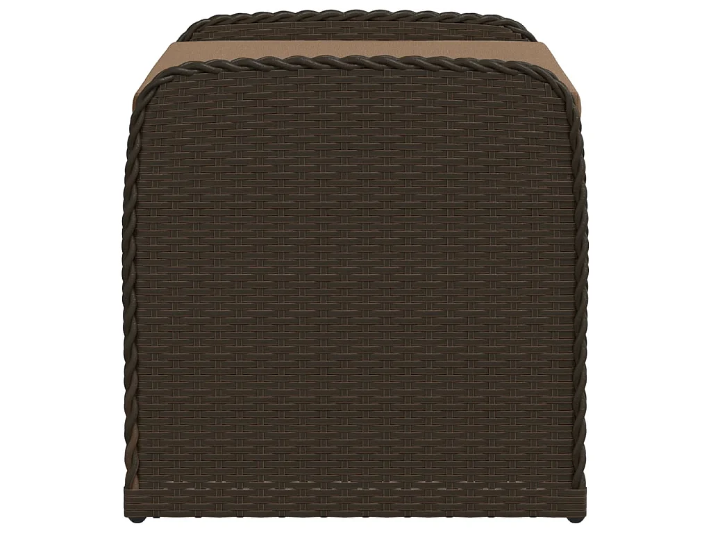 Banc de rangement et coussin marron 80x51x52 cm résine tressée
