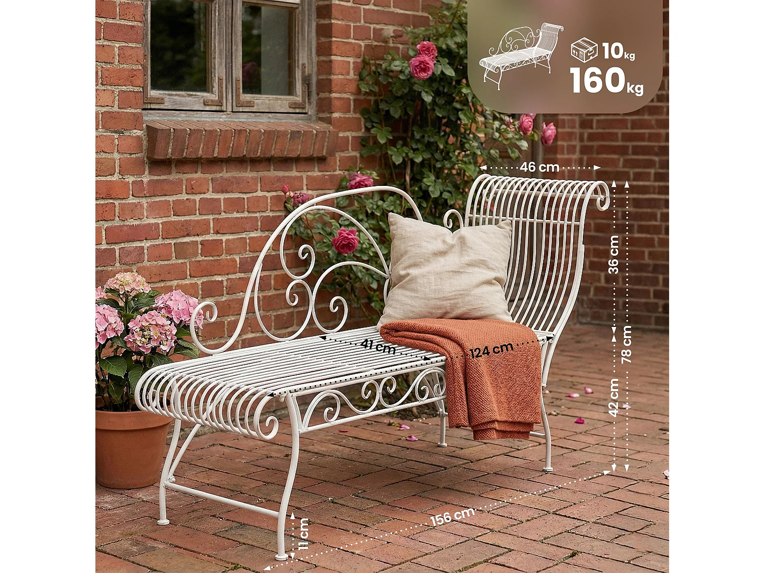 Chaise longue de jardin - Métal & Acier inoxydable - Blanc - Karma