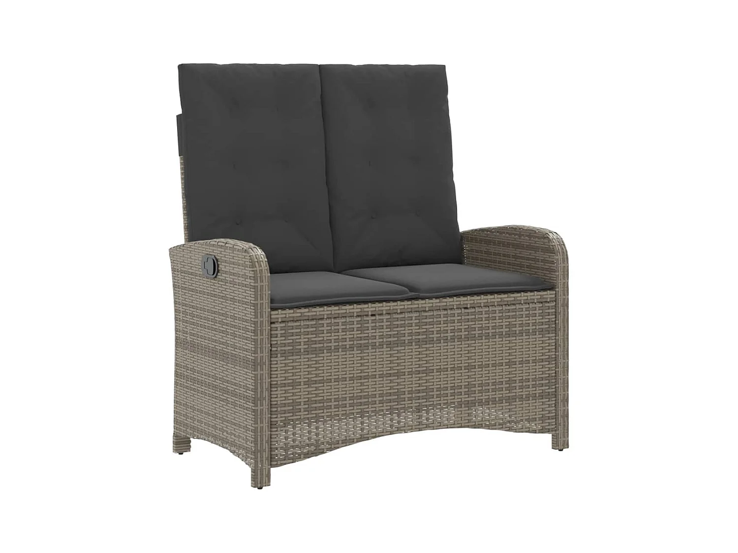 Gartenbank Verstellbar mit Kissen Grau Poly Rattan
