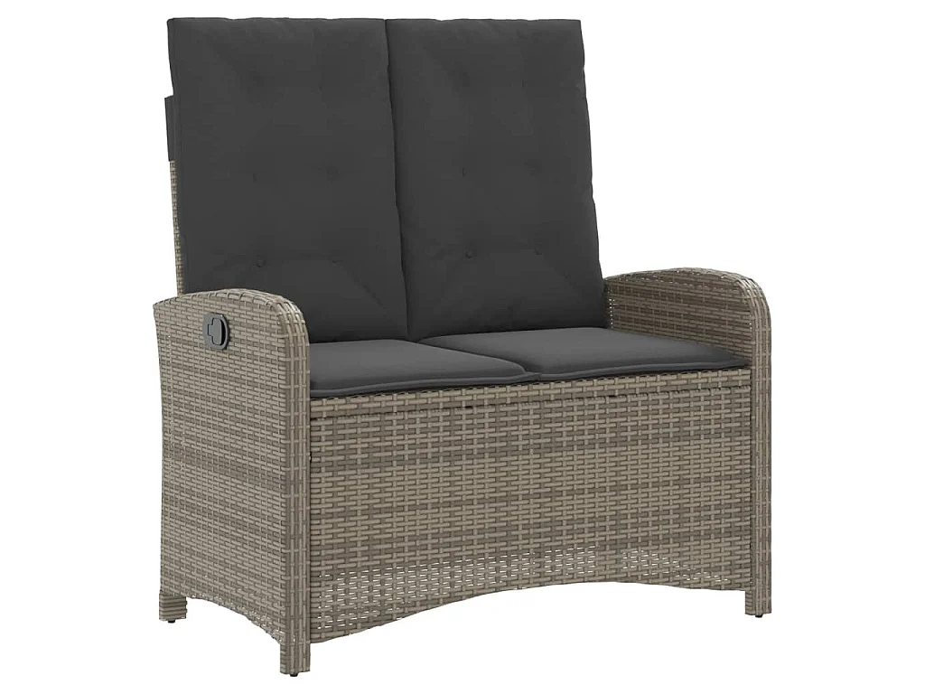 Banc inclinable de jardin avec coussins gris résine tressée