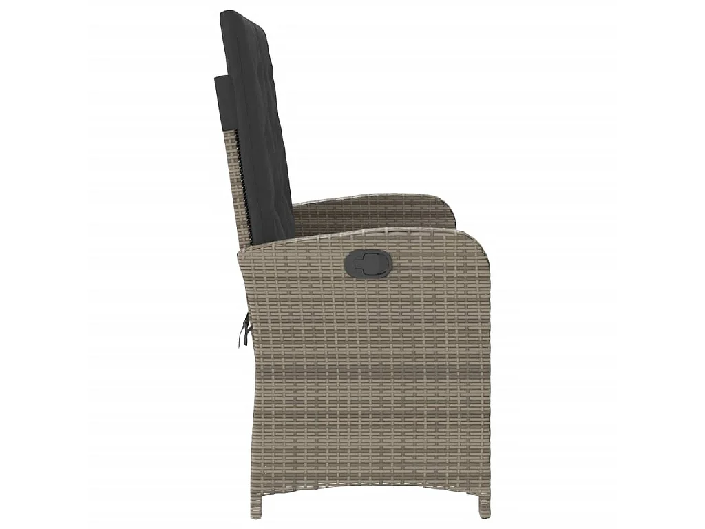 Banc inclinable de jardin avec coussins gris résine tressée
